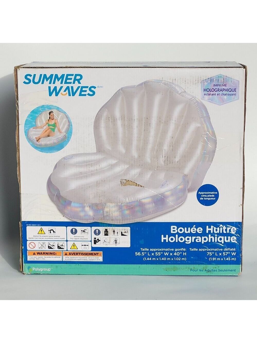 Clamshell Ride-On Lake Inflatable Float/Lounger BNIP FUNSICLE Iridescent